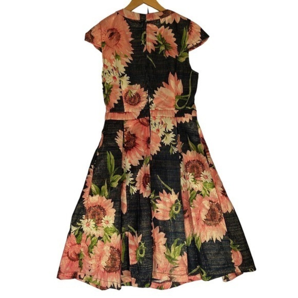 Modcloth Personal Boldness Metallic Floral‎ Fit And Flare Dress Size 6 - Picture 2 of 11
